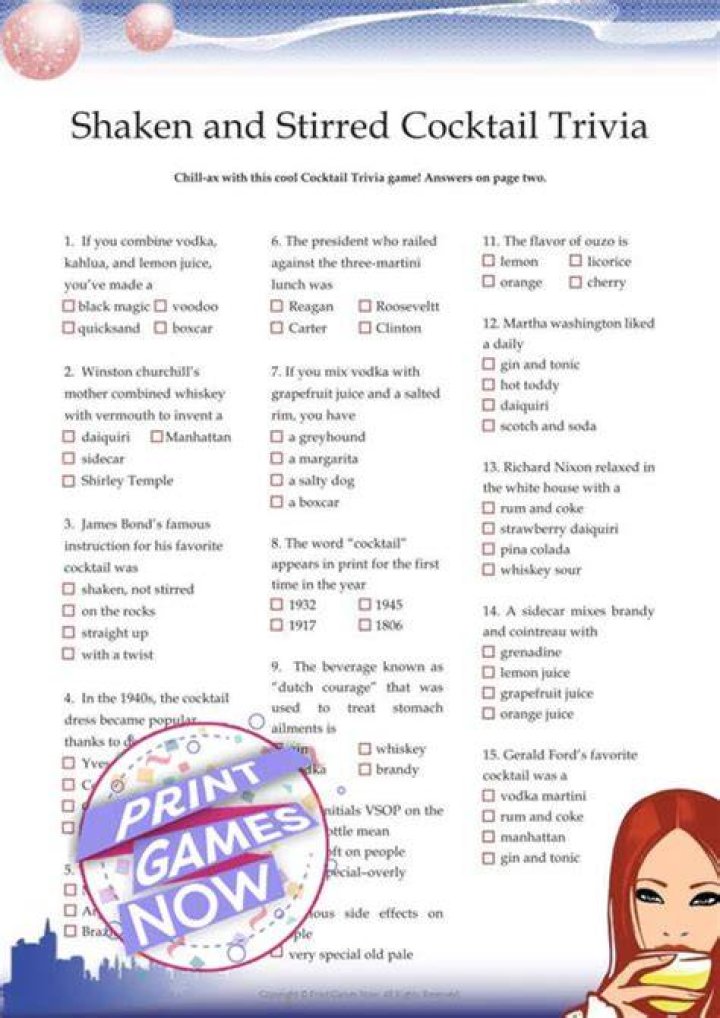 American Drinks Trivia Image