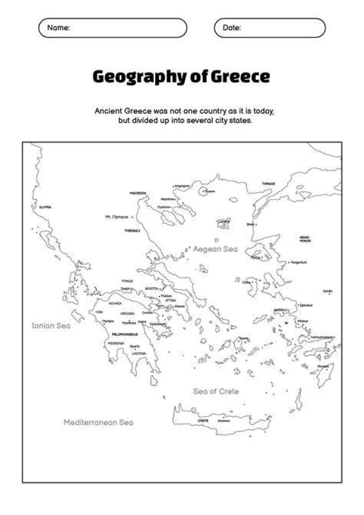 Ancient Greece Map — Printable Worksheet