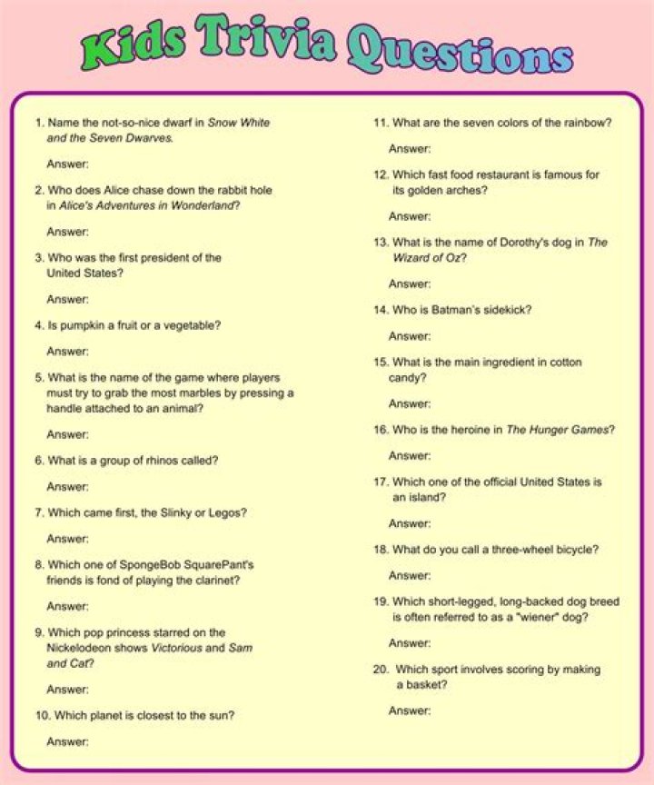 Class Trivia Answers