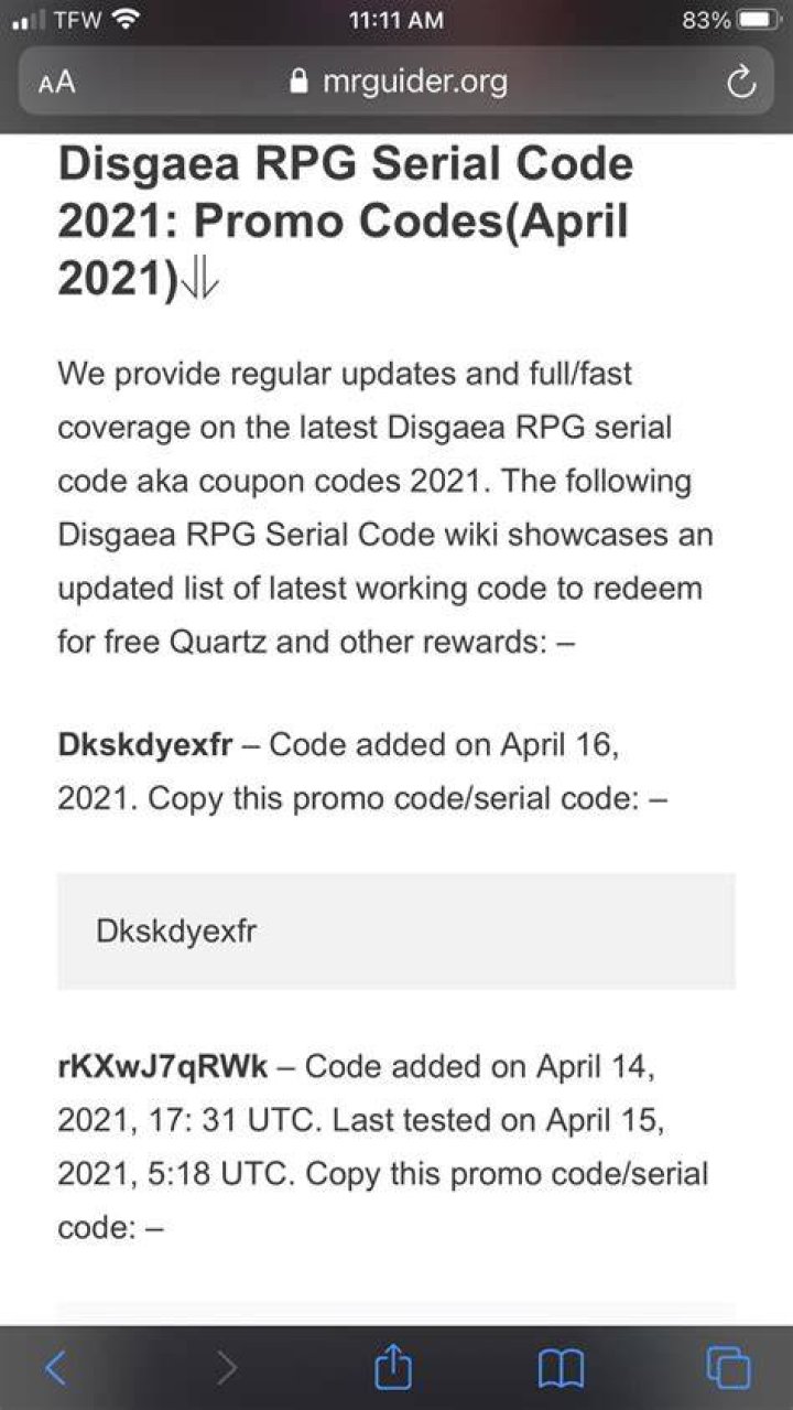 Disgaea RPG Serial Promo Codes
