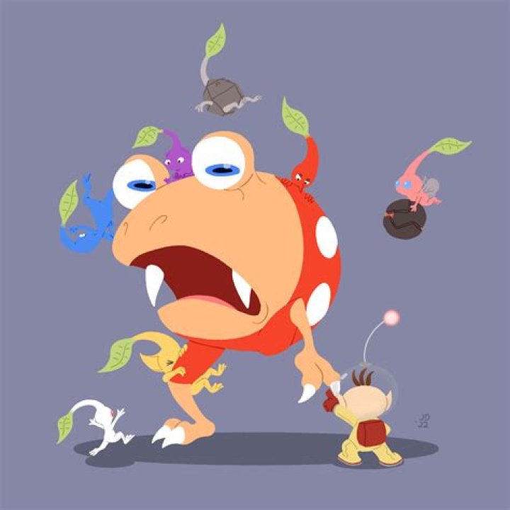 Fighting a Bulborb in Pikmin 4.