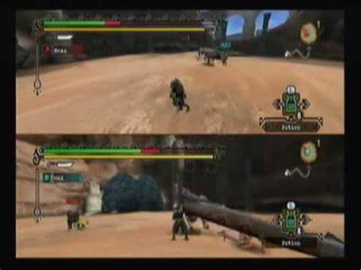 Is Monster Hunter tri split-screen?