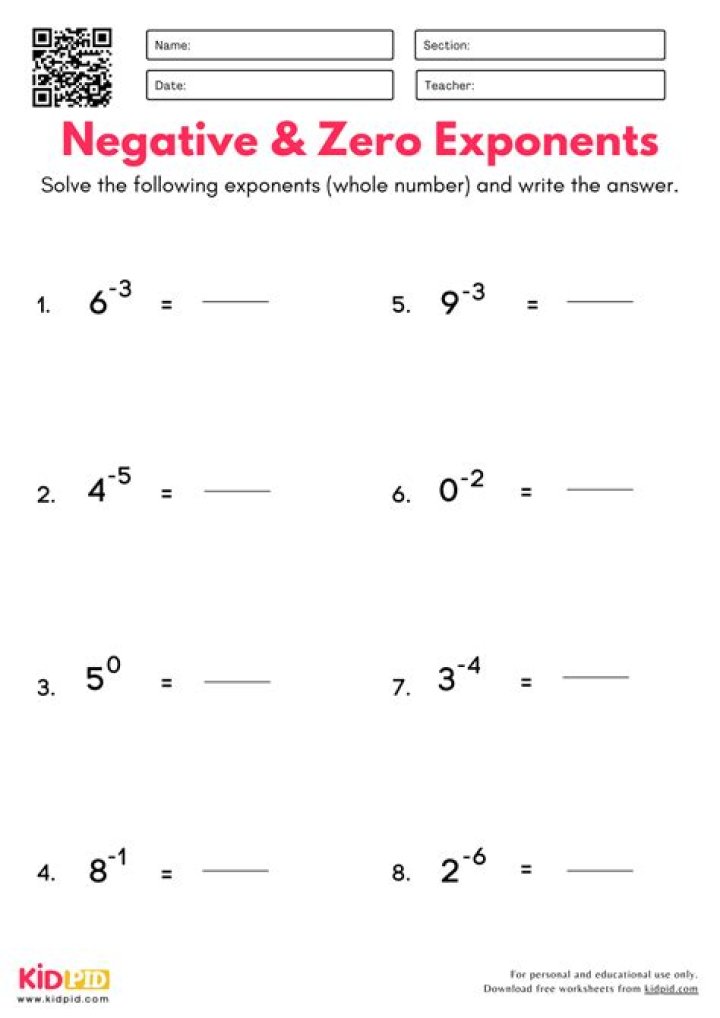 negative and zero exponents Quiz
