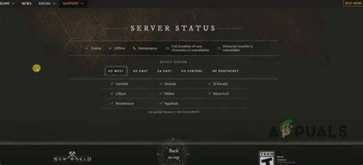 New World Server Status Time