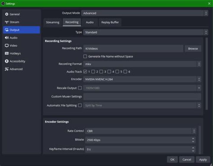 OBS Output settings
