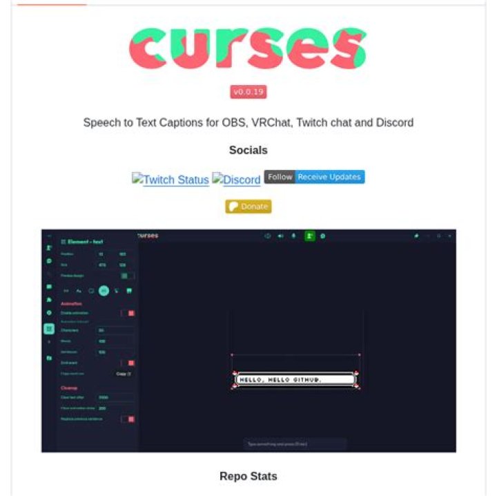 Screenshot of CURSES