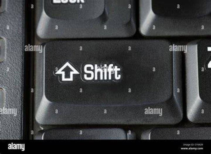 Shift button on Keyboard.