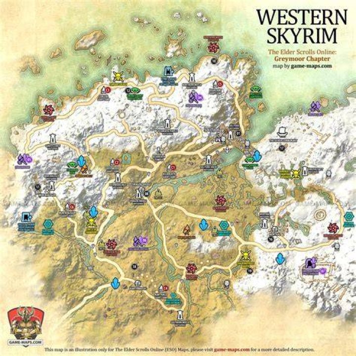 Western Skyrim Skyshards Location Map The Elder Scrolls Online (ESO)