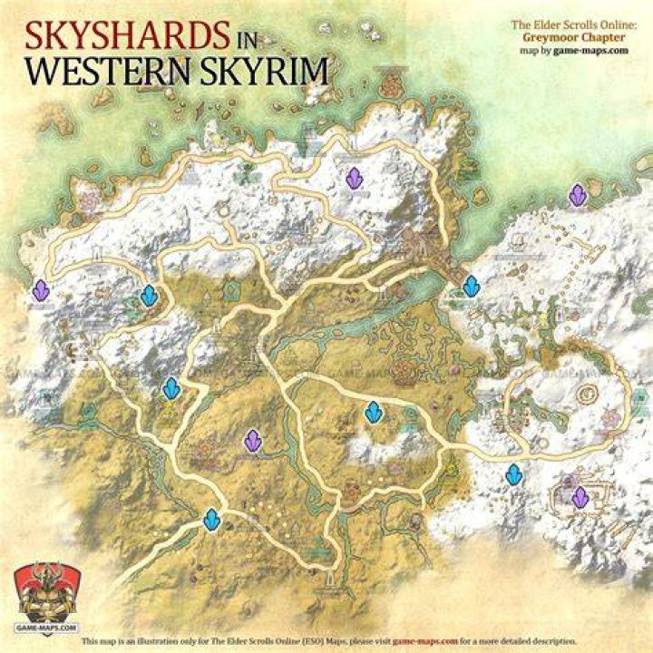 Western Skyrim Skyshards Location Map
