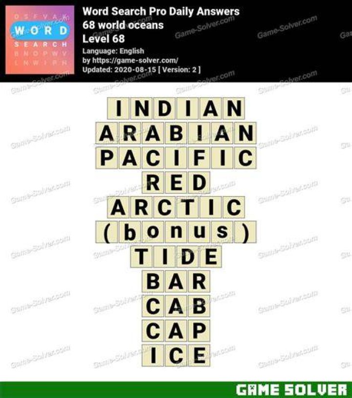 Word Search Pro 68 world oceans Answers
