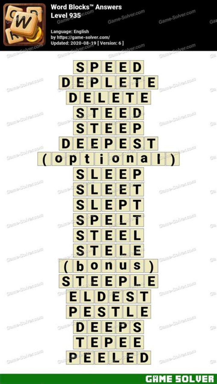 Word Stacks Level 935 Answers Word Stacks Level 935 Answers