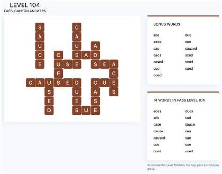 Wordscapes level 104